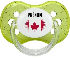 Drapeau effet pinceau Canada avec prénom Sucette Cerise Vert à paillette