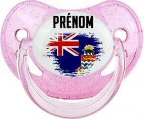 Drapeau effet pinceau Îles Caïmans avec prénom Sucette Physiologique Rose à paillette