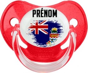 Drapeau effet pinceau Îles Caïmans avec prénom Sucette Physiologique Rouge à paillette
