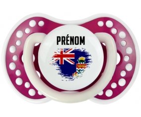 Drapeau effet pinceau Îles Caïmans avec prénom Sucette LOVI Dynamic Fuchsia phosphorescente