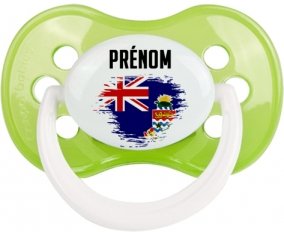 Drapeau effet pinceau Îles Caïmans avec prénom Sucette Anatomique Vert classique