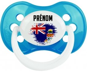 Drapeau effet pinceau Îles Caïmans avec prénom Sucette Anatomique Cyan classique