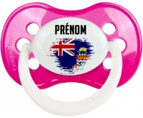 Drapeau effet pinceau Îles Caïmans avec prénom Sucette Anatomique Rose foncé classique