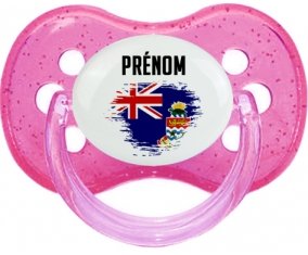 Drapeau effet pinceau Îles Caïmans avec prénom Tétine Cerise Rose à paillette