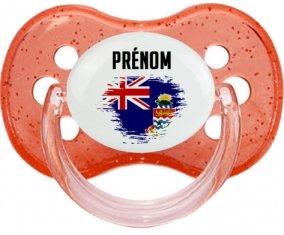 Drapeau effet pinceau Îles Caïmans avec prénom Tétine Cerise Rouge à paillette