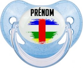 Drapeau effet pinceau République centrafricaine avec prénom Tétine Physiologique Bleue à paillette