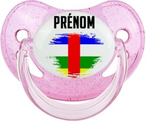 Drapeau effet pinceau République centrafricaine avec prénom Tétine Physiologique Rose à paillette