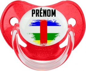 Drapeau effet pinceau République centrafricaine avec prénom Tétine Physiologique Rouge à paillette