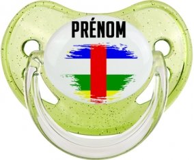 Drapeau effet pinceau République centrafricaine avec prénom Tétine Physiologique Vert à paillette