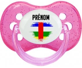 Drapeau effet pinceau République centrafricaine avec prénom Sucete Cerise Rose à paillette