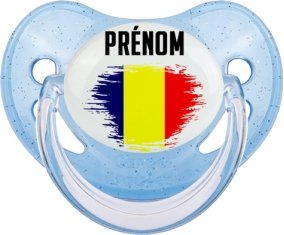 Drapeau effet pinceau Tchad avec prénom Sucete Physiologique Bleue à paillette