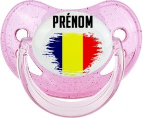 Drapeau effet pinceau Tchad avec prénom Sucete Physiologique Rose à paillette