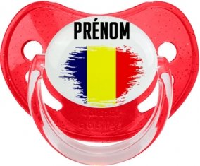 Drapeau effet pinceau Tchad avec prénom Sucete Physiologique Rouge à paillette