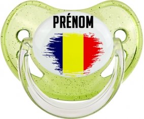 Drapeau effet pinceau Tchad avec prénom Sucete Physiologique Vert à paillette