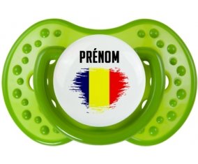 Drapeau effet pinceau Tchad avec prénom Tétine LOVI Dynamic Vert classique