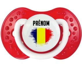 Drapeau effet pinceau Tchad avec prénom Tétine LOVI Dynamic Blanc-rouge classique