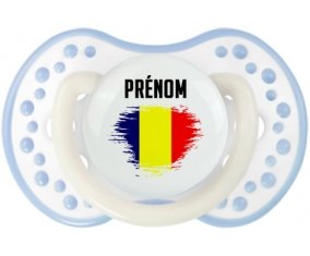 Drapeau effet pinceau Tchad avec prénom Tétine LOVI Dynamic Blanc-cyan classique