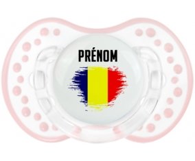 Drapeau effet pinceau Tchad avec prénom Tétine LOVI Dynamic Retro-blanc-rose-tendre classique