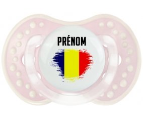 Drapeau effet pinceau Tchad avec prénom Tétine LOVI Dynamic Retro-rose-tendre classique