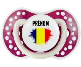 Drapeau effet pinceau Tchad avec prénom Tétine LOVI Dynamic Fuchsia phosphorescente