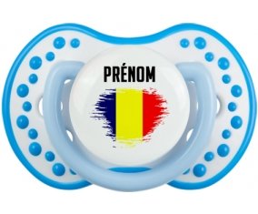 Drapeau effet pinceau Tchad avec prénom Tétine LOVI Dynamic Blanc-bleu phosphorescente