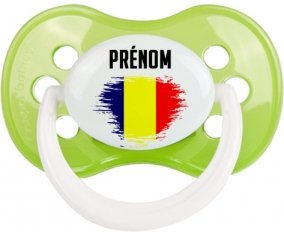 Drapeau effet pinceau Tchad avec prénom Sucette Anatomique Vert classique