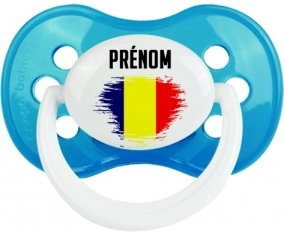 Drapeau effet pinceau Tchad avec prénom Sucette Anatomique Cyan classique