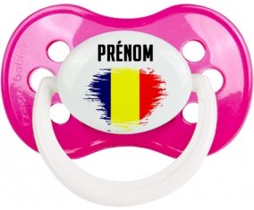 Drapeau effet pinceau Tchad avec prénom Sucette Anatomique Rose foncé classique