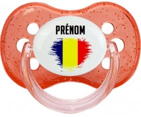 Drapeau effet pinceau Tchad avec prénom Sucette Cerise Rouge à paillette