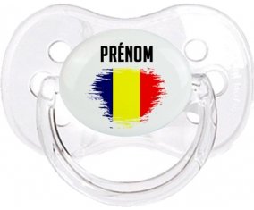 Drapeau effet pinceau Tchad avec prénom Sucette Cerise Transparent classique