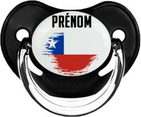 Drapeau effet pinceau Chili avec prénom Sucette Physiologique Noir classique