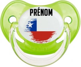 Drapeau effet pinceau Chili avec prénom Sucette Physiologique Vert classique