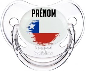 Drapeau effet pinceau Chili avec prénom Sucette Physiologique Transparent classique