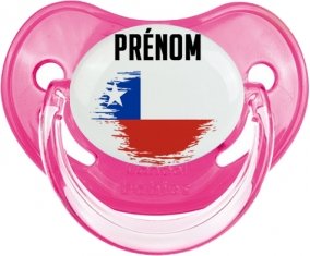Drapeau effet pinceau Chili avec prénom Sucette Physiologique Rose classique