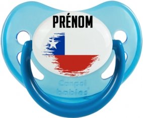 Drapeau effet pinceau Chili avec prénom Sucette Physiologique Bleue phosphorescente