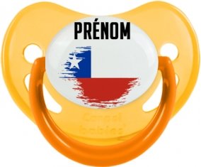 Drapeau effet pinceau Chili avec prénom Sucette Physiologique Jaune phosphorescente