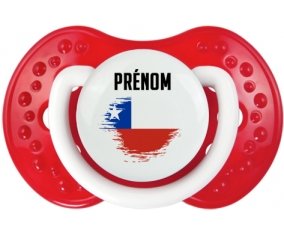 Drapeau effet pinceau Chili avec prénom Sucette LOVI Dynamic Blanc-rouge classique