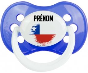 Drapeau effet pinceau Chili avec prénom Tétine Anatomique Bleu classique