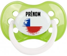 Drapeau effet pinceau Chili avec prénom Tétine Anatomique Vert classique