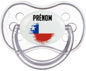 Drapeau effet pinceau Chili avec prénom Tétine Anatomique Transparente classique