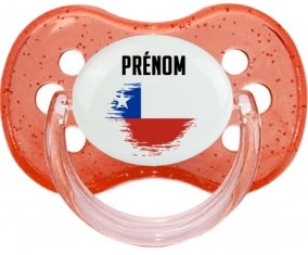 Drapeau effet pinceau Chili avec prénom Sucette Cerise Rouge à paillette