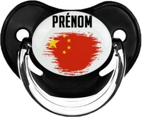 Drapeau effet pinceau Chine avec prénom Sucette Physiologique Noir classique