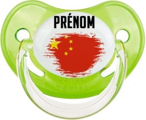 Drapeau effet pinceau Chine avec prénom Sucette Physiologique Vert classique