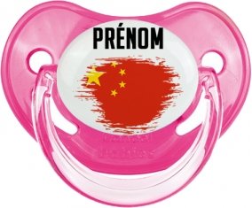 Drapeau effet pinceau Chine avec prénom Sucette Physiologique Rose classique