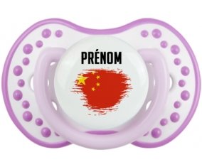 Drapeau effet pinceau Chine avec prénom Sucette LOVI Dynamic Blanc-mauve classique