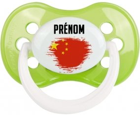 Drapeau effet pinceau Chine avec prénom Sucette Anatomique Vert classique