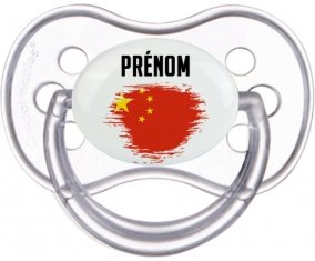 Drapeau effet pinceau Chine avec prénom Sucette Anatomique Transparente classique