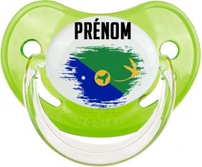 Drapeau effet pinceau L'île de noël avec prénom Tétine Physiologique Vert classique