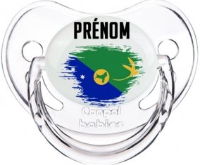 Drapeau effet pinceau L'île de noël avec prénom Tétine Physiologique Transparent classique