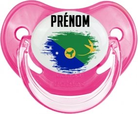 Drapeau effet pinceau L'île de noël avec prénom Tétine Physiologique Rose classique